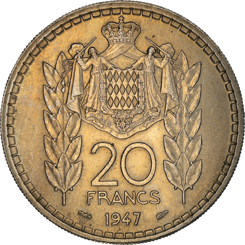 Moeda, Mónaco, Louis II, 20 Francs, Vingt, 1947, EF(40-45), Cobre-níquel