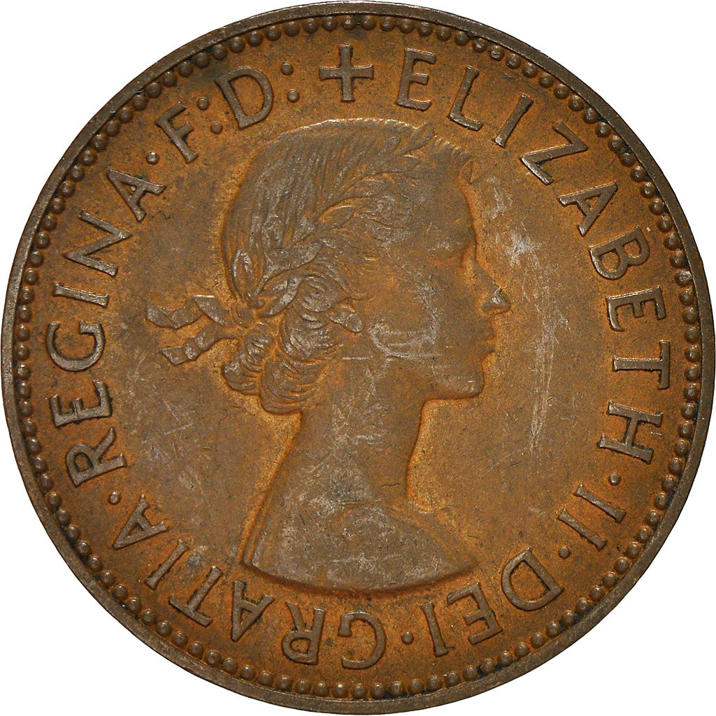 Moeda, Grã-Bretanha, Elizabeth II, 1/2 Penny, 1954, VF(30-35), Bronze, KM:896
