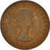 Moeda, Grã-Bretanha, Elizabeth II, 1/2 Penny, 1954, VF(30-35), Bronze, KM:896