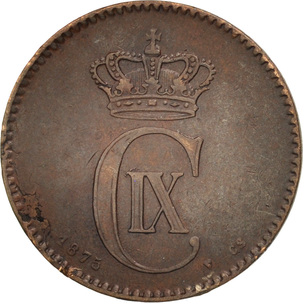 Coin, Denmark, Christian IX, 2 Öre, 1875, EF(40-45), Bronze, KM:793.1