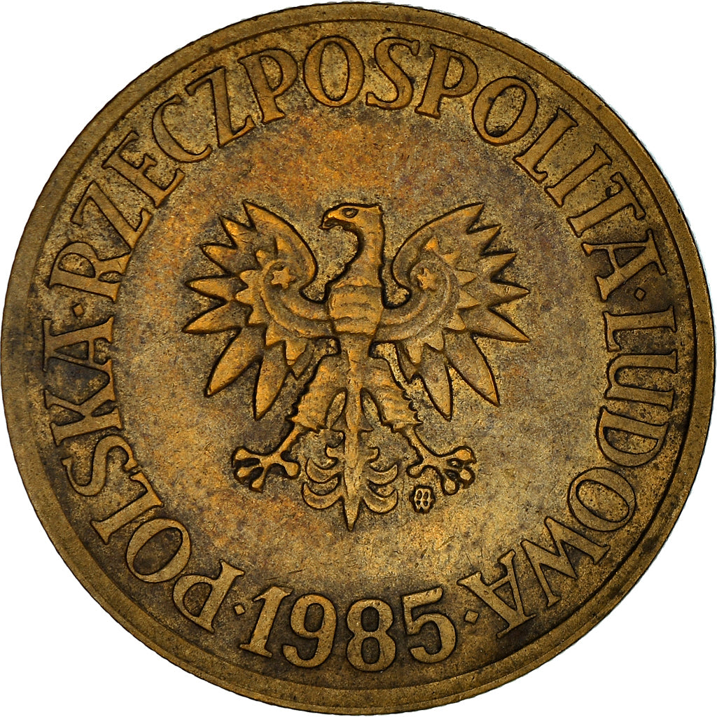 Münze, Polen, 5 Zlotych, 1985, Warsaw, S+, Messing, KM:81.1