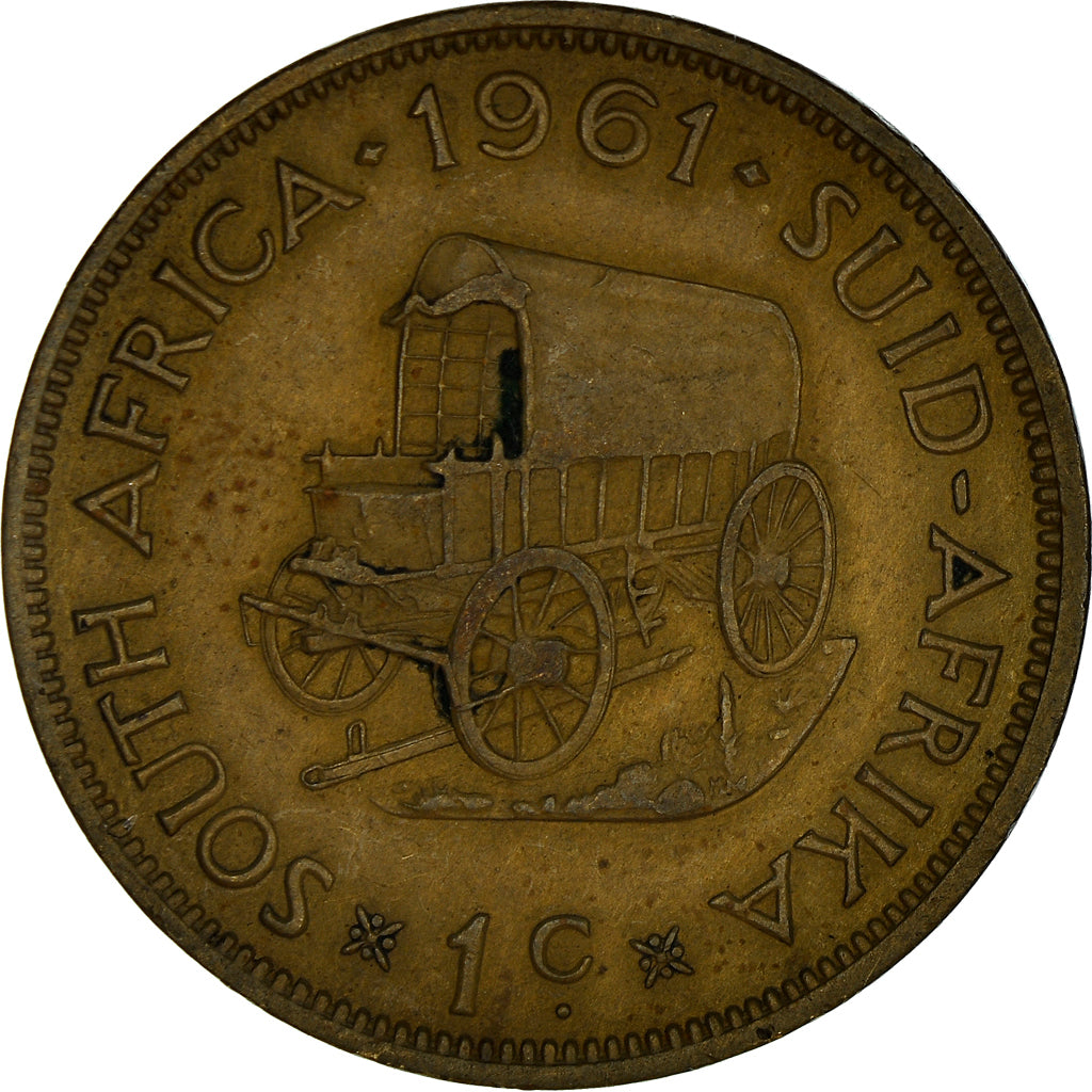 Moneda, Sudáfrica, Cent, 1961, MBC, Latón, KM:57