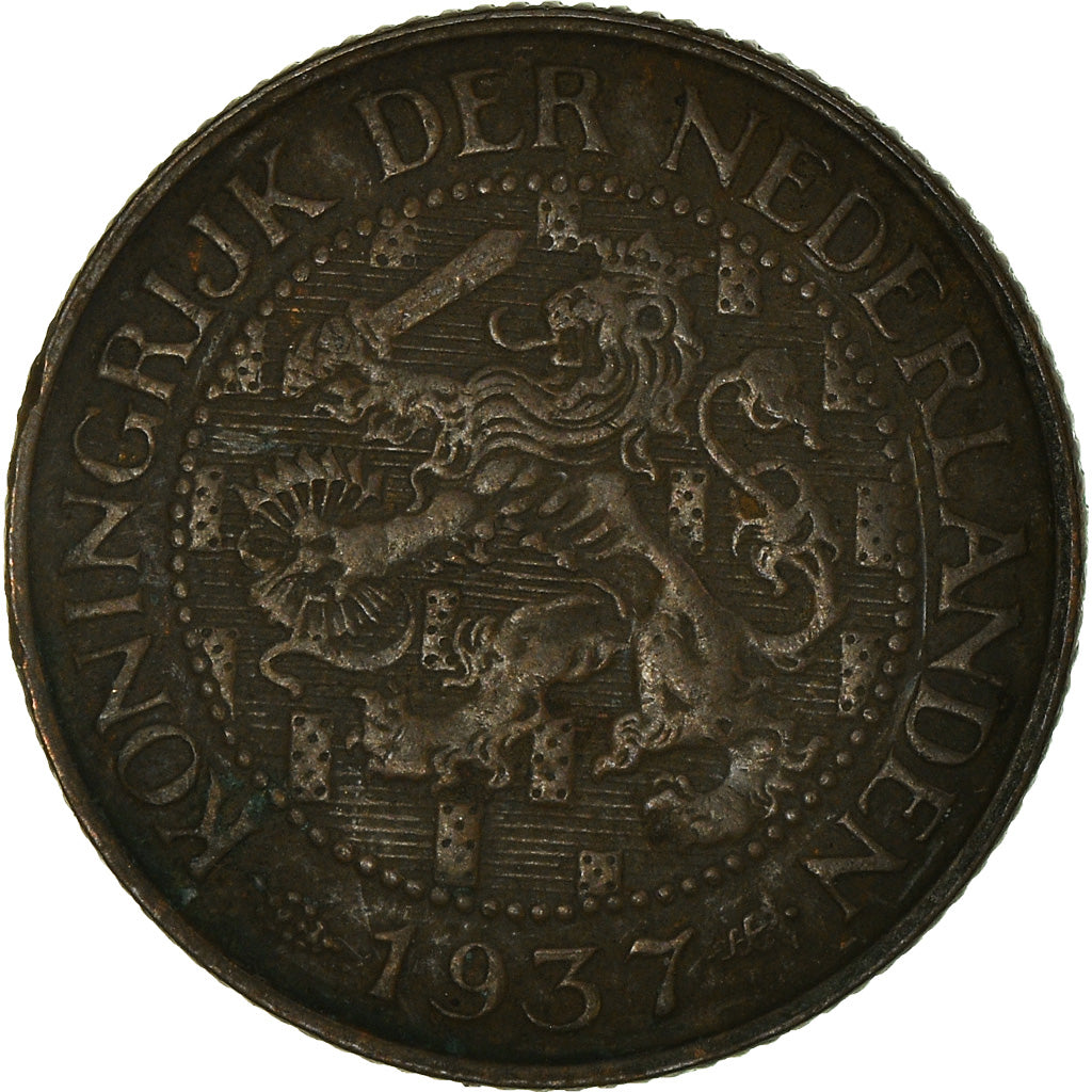 Moneda, Países Bajos, Wilhelmina I, Cent, 1937, MBC, Bronce, KM:152