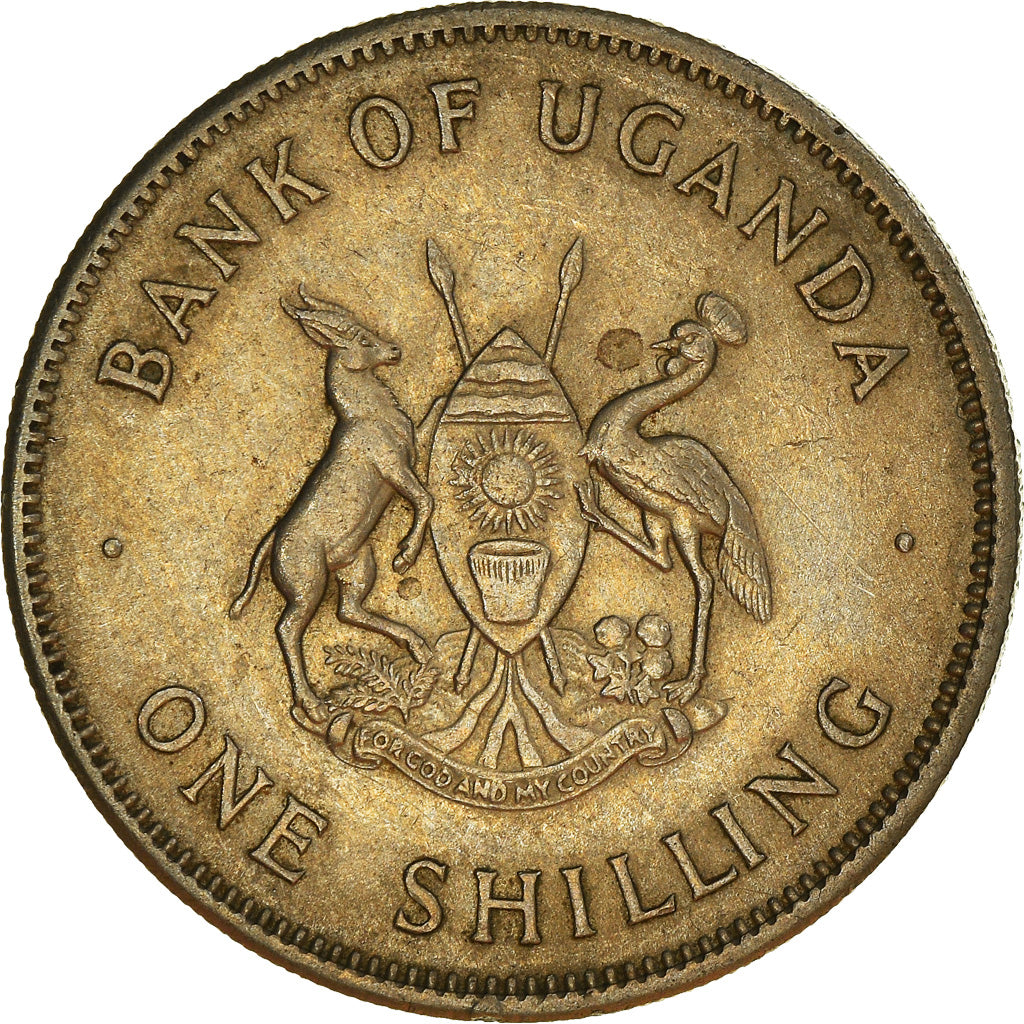 Moneta, Uganda, Shilling, 1966, MB+, Rame-nichel, KM:5