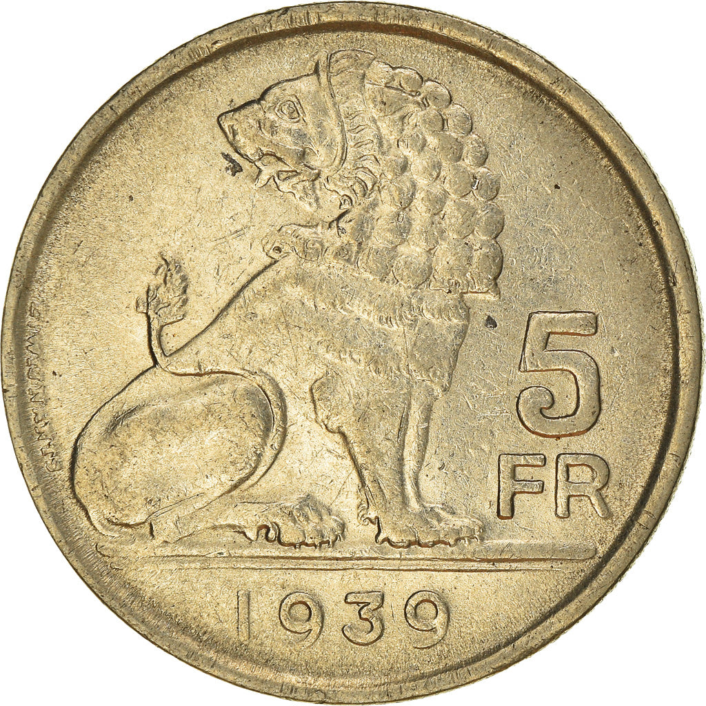Moneta, Belgio, 5 Francs, 5 Frank, 1939, BB, Nichel, KM:117.1