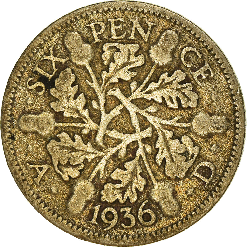 Münze, Großbritannien, George V, 6 Pence, 1936, S+, Silber, KM:832