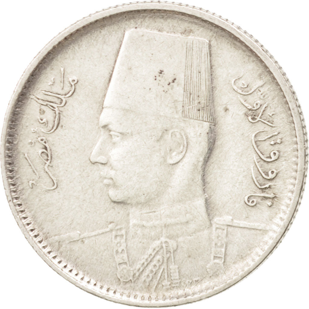 Münze, Ägypten, Farouk, 2 Piastres, 1937, British Royal Mint, SS, Silber