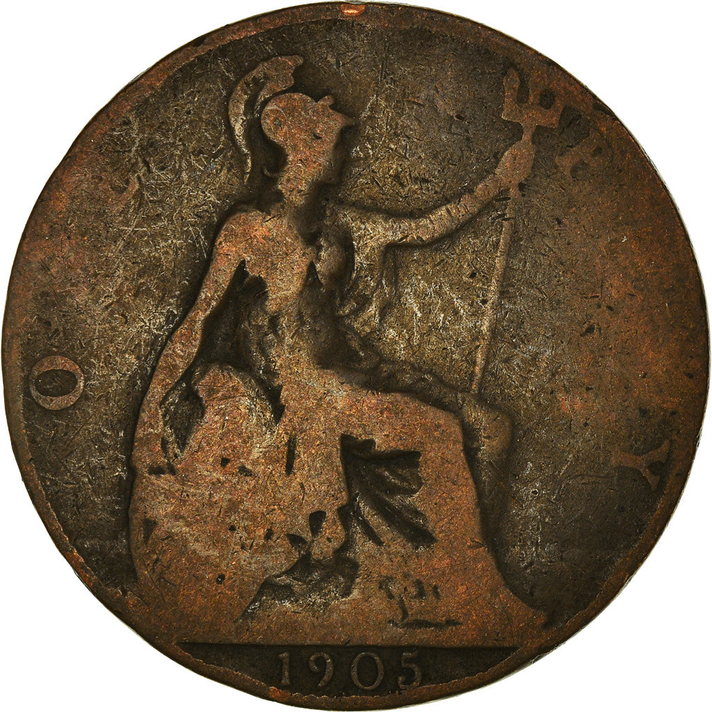Coin, Great Britain, Edward VII, Penny, 1905, F(12-15), Bronze, KM:794.2