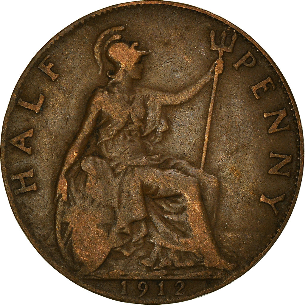 Coin, Great Britain, George V, 1/2 Penny, 1912, VF(20-25), Bronze, KM:809