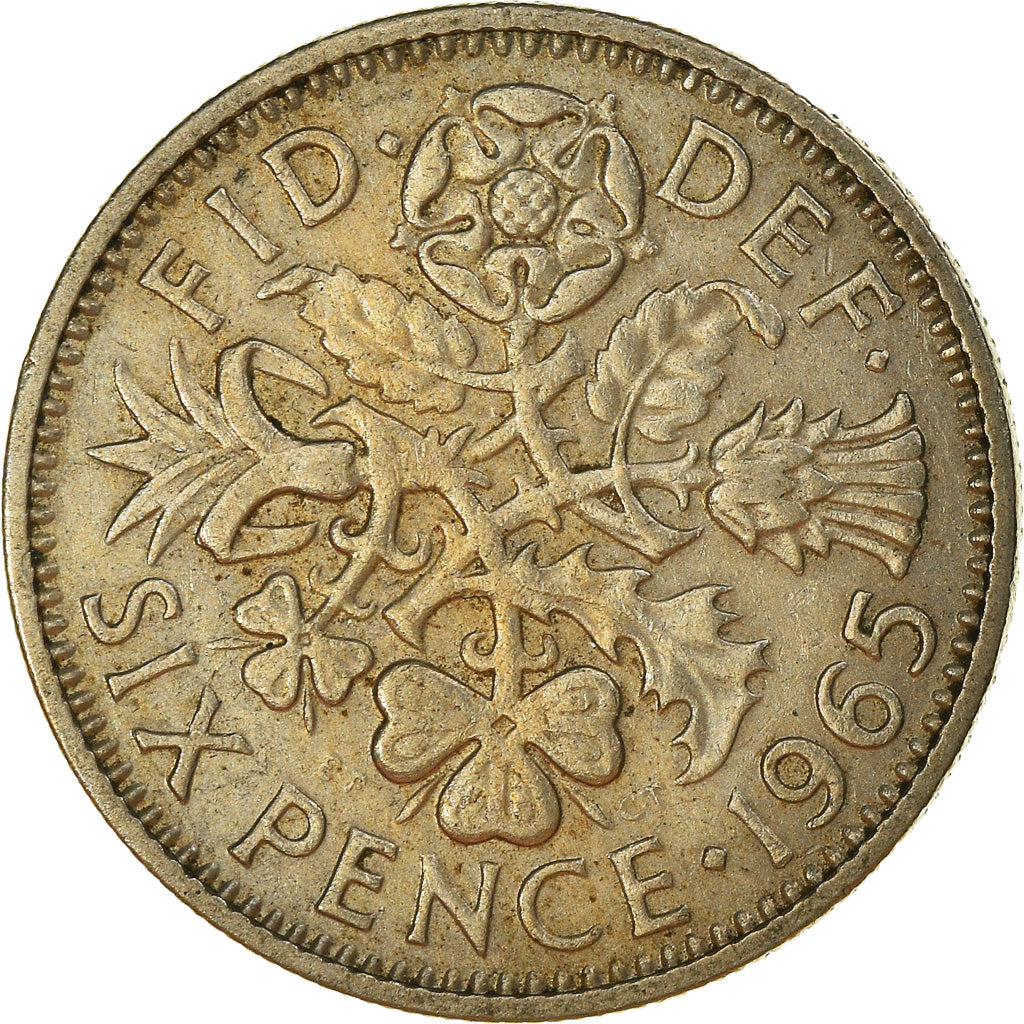 Coin, Great Britain, Elizabeth II, 6 Pence, 1965, VF(30-35), Copper-nickel
