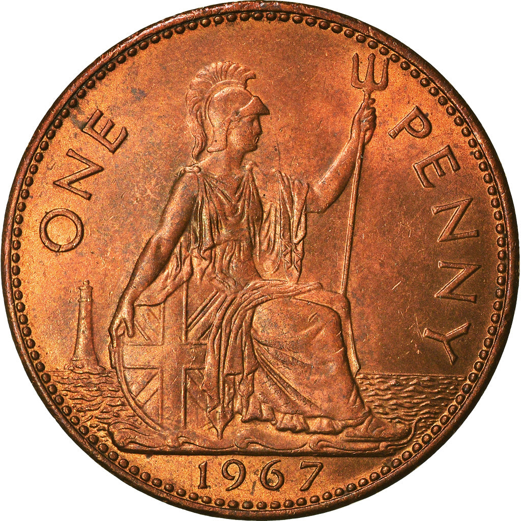 Coin, Great Britain, Elizabeth II, Penny, 1967, EF(40-45), Bronze, KM:897