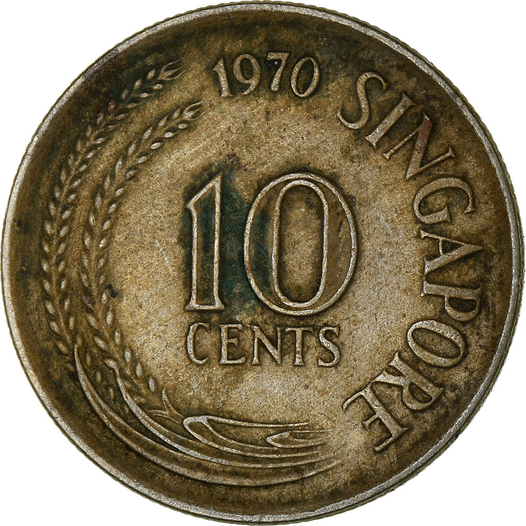 Münze, Singapur, 10 Cents, 1970, Singapore Mint, S+, Kupfer-Nickel, KM:3