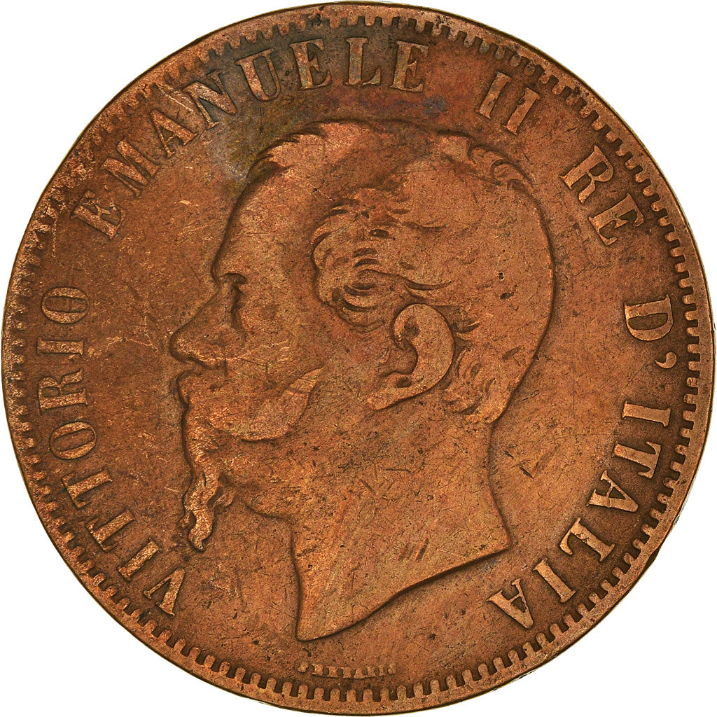 Moneda, Italia, Vittorio Emanuele II, 10 Centesimi, 1867, Birmingham, BC+