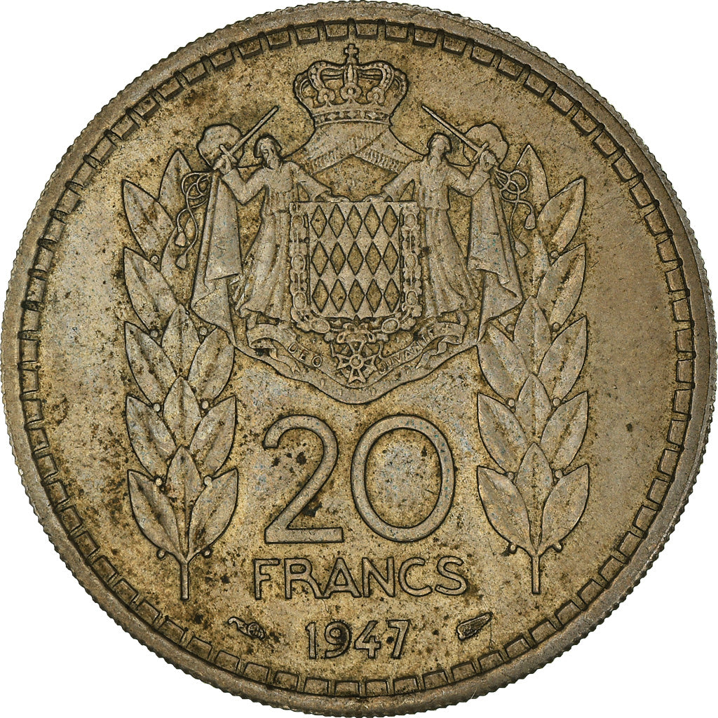 Moeda, Mónaco, Louis II, 20 Francs, Vingt, 1947, VF(30-35), Cobre-níquel