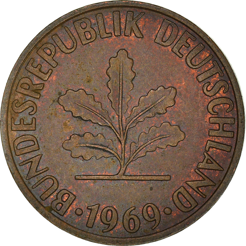Moeda, ALEMANHA - REPÚBLICA FEDERAL, 2 Pfennig, 1969, Stuttgart, EF(40-45)
