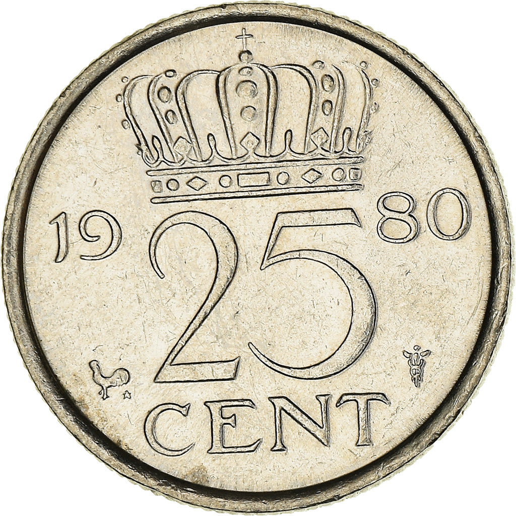 Holandia, 25 Cents, 1980, Nikiel, EF(40-45)