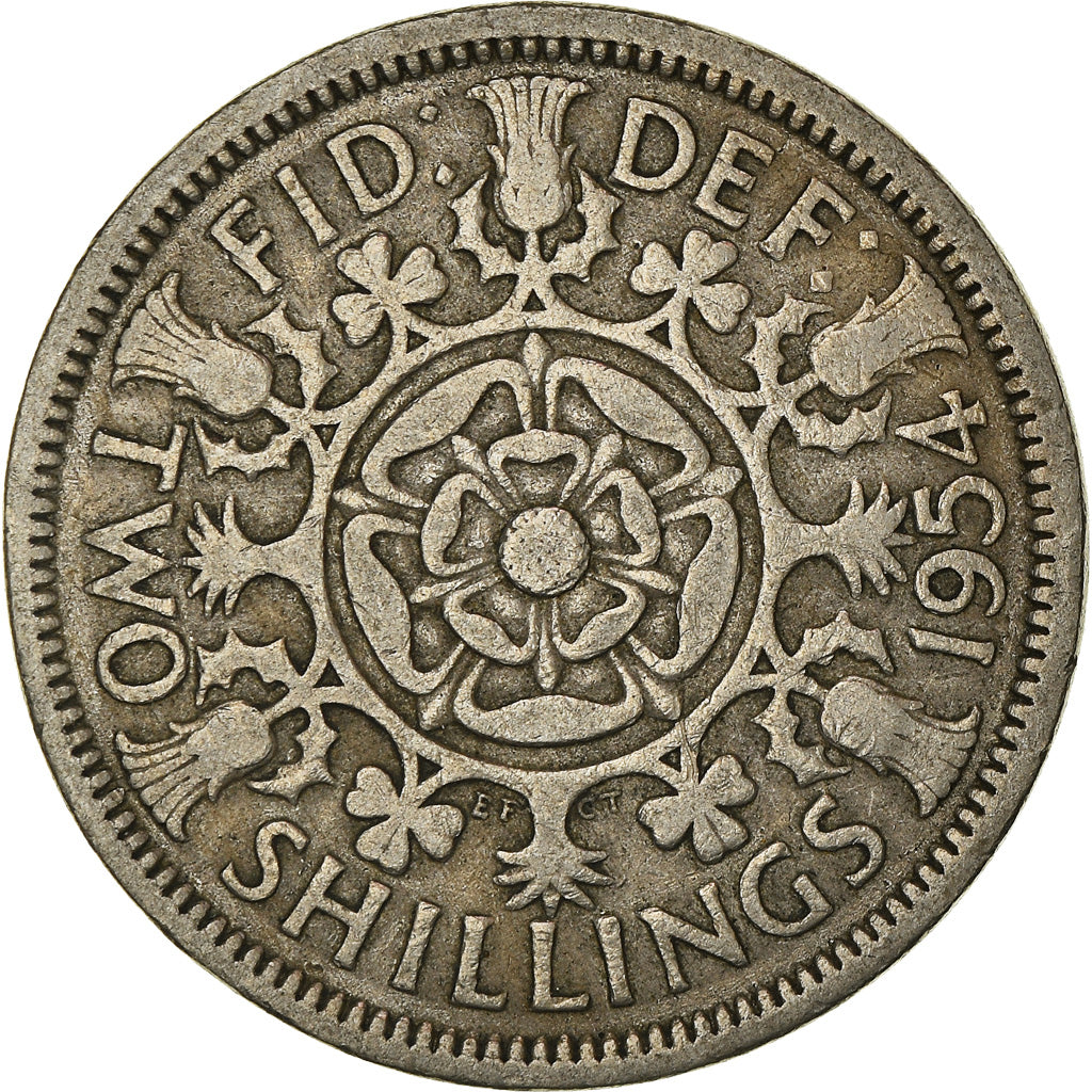 Monnaie, Grande-Bretagne, Elizabeth II, Florin, Two Shillings, 1954, TB