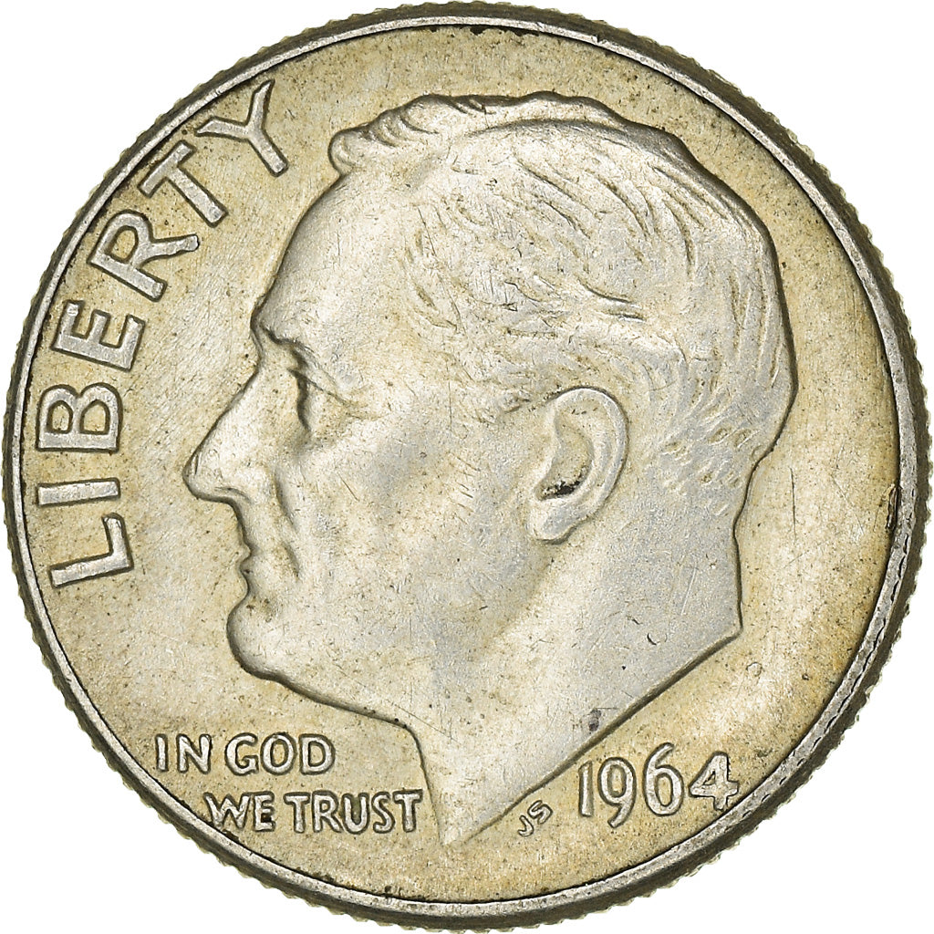 Moeda, Estados Unidos da América, Roosevelt Dime, Dime, 1964, U.S. Mint