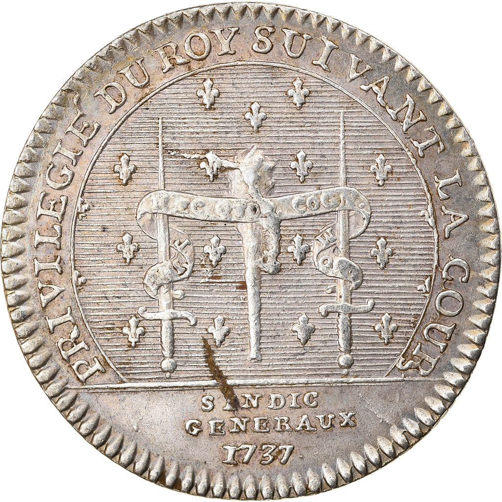 France, Jeton, Louis XV, Maison du Roi, Syndics Généraux, History, 1737, SUP