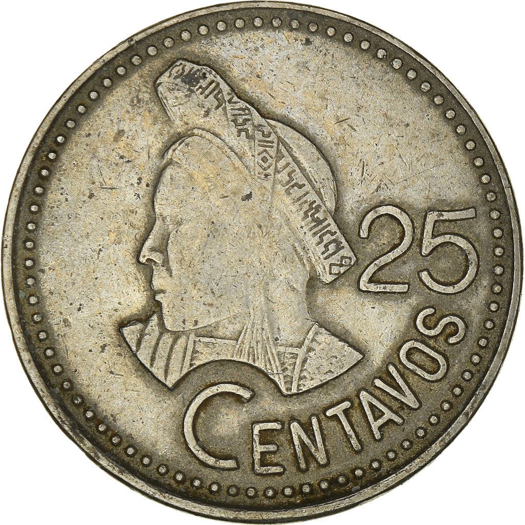 Münze, Guatemala, 25 Centavos, 1987, S+, Kupfer-Nickel, KM:278.5