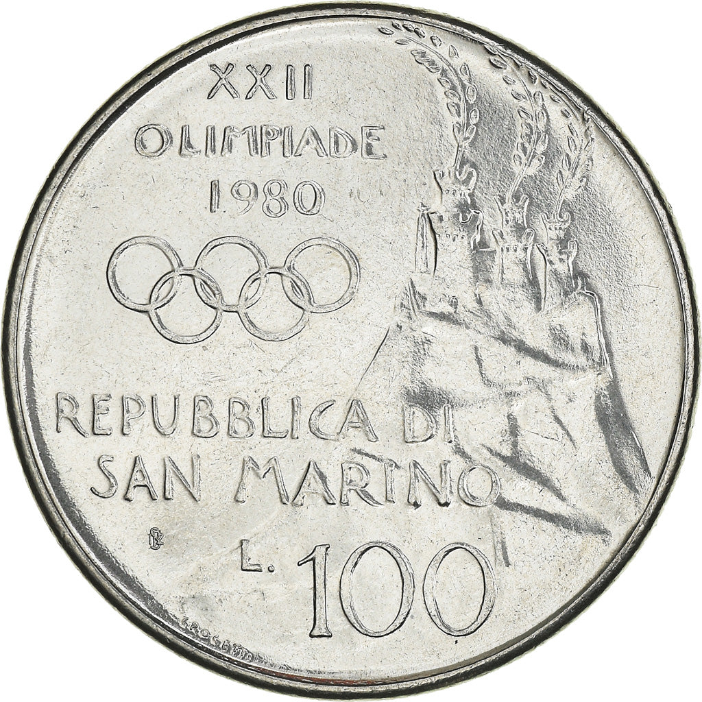 Moneta, San Marino, 100 Lire, 1980, Rome, MS(60-62), Stal, KM:108