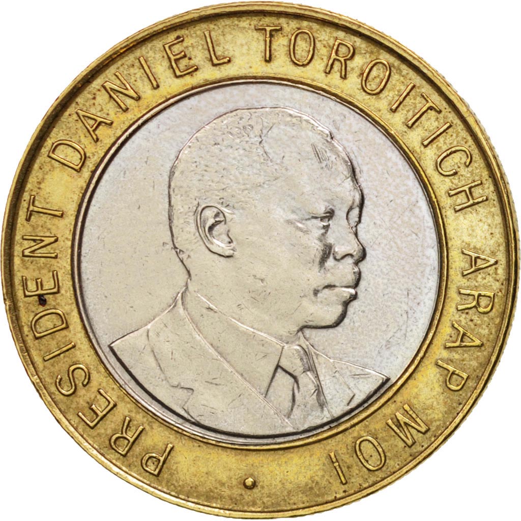 Coin, Kenya, 10 Shillings, 1997, British Royal Mint, AU(55-58), Bi-Metallic
