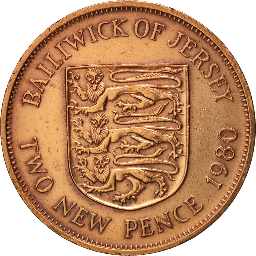 Coin, Jersey, Elizabeth II, 2 New Pence, 1980, EF(40-45), Bronze, KM:31