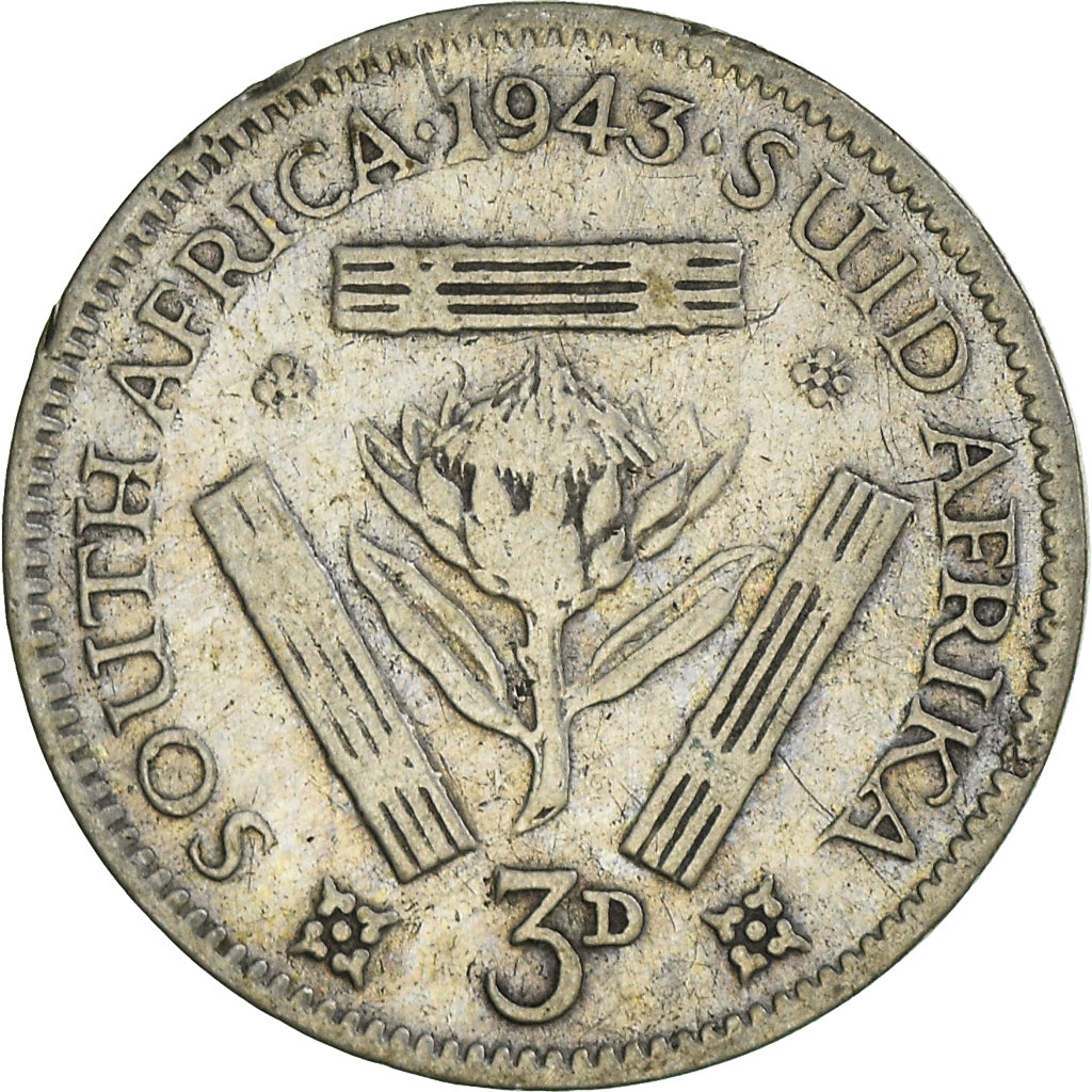 Moeda, África do Sul, George VI, 3 Pence, 1943, VF(30-35), Prata, KM:26