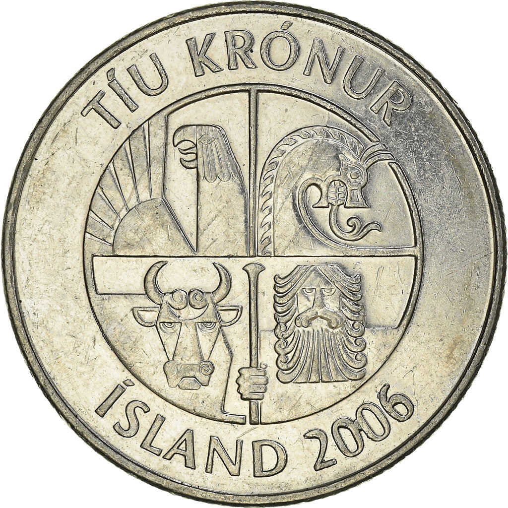 Monnaie, Iceland, 10 Kronur, 2006, TTB, Nickel plaqué acier, KM:29.1a