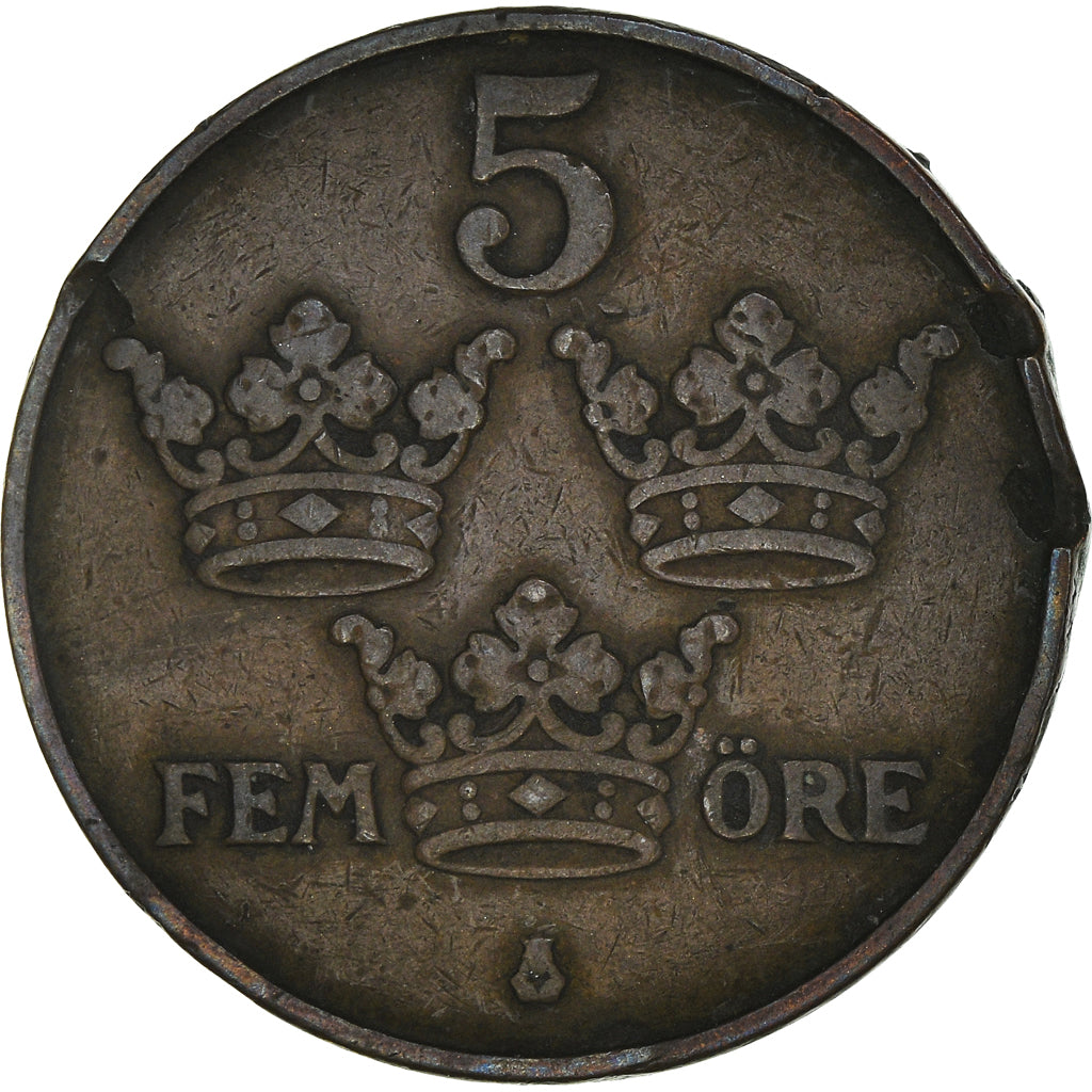 Coin, Sweden, Gustaf V, 5 Öre, 1911, VF(30-35), Bronze, KM:779.2