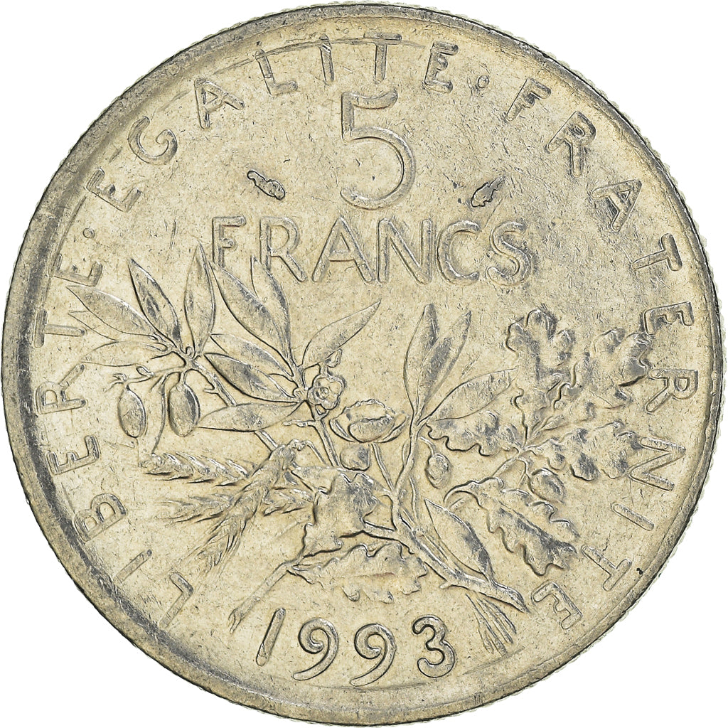 Monnaie, France, Semeuse, 5 Francs, 1993, Paris, TTB+, Nickel Clad
