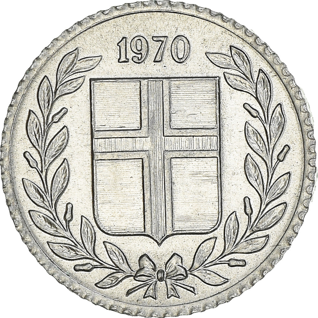 Moeda, Islândia, 10 Aurar, 1970, MS(63), Alumínio, KM:10a