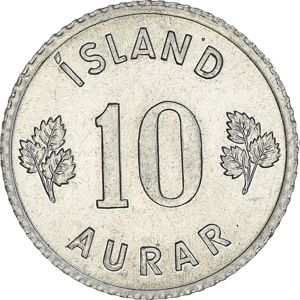 Moeda, Islândia, 10 Aurar, 1970, MS(63), Alumínio, KM:10a