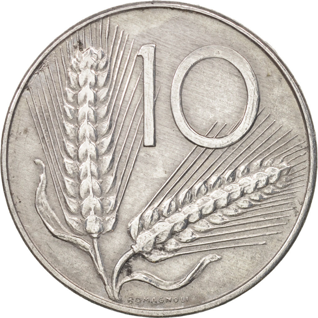 Coin, Italy, 10 Lire, 1977, Rome, EF(40-45), Aluminum, KM:93