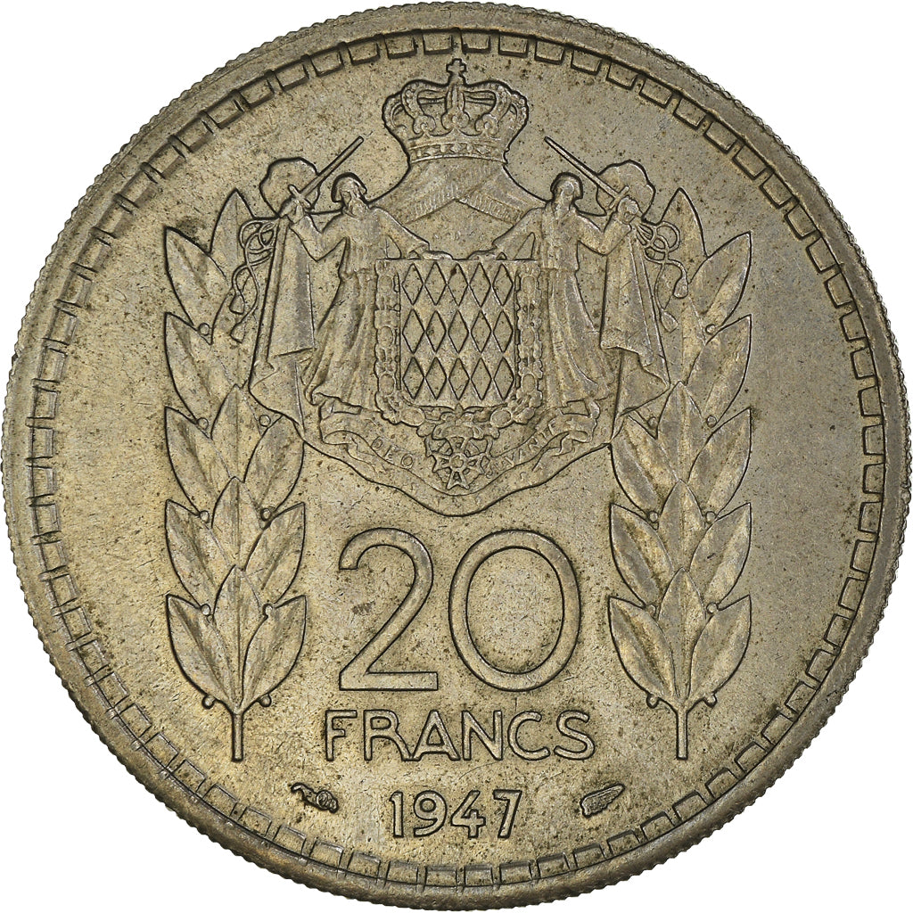 Moneda, Mónaco, Louis II, 20 Francs, Vingt, 1947, MBC, Cobre - níquel, KM:124