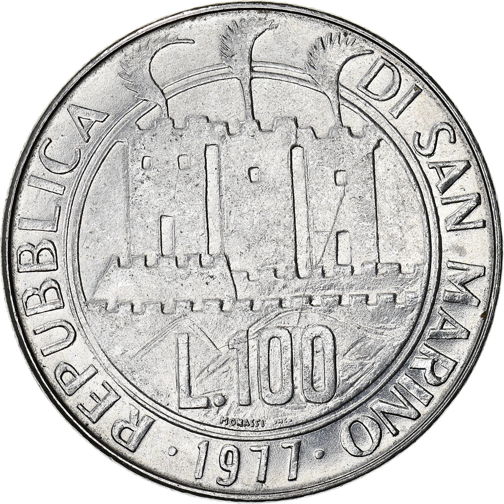 Moneda, San Marino, 100 Lire, 1977, Rome, EBC, Acero, KM:69