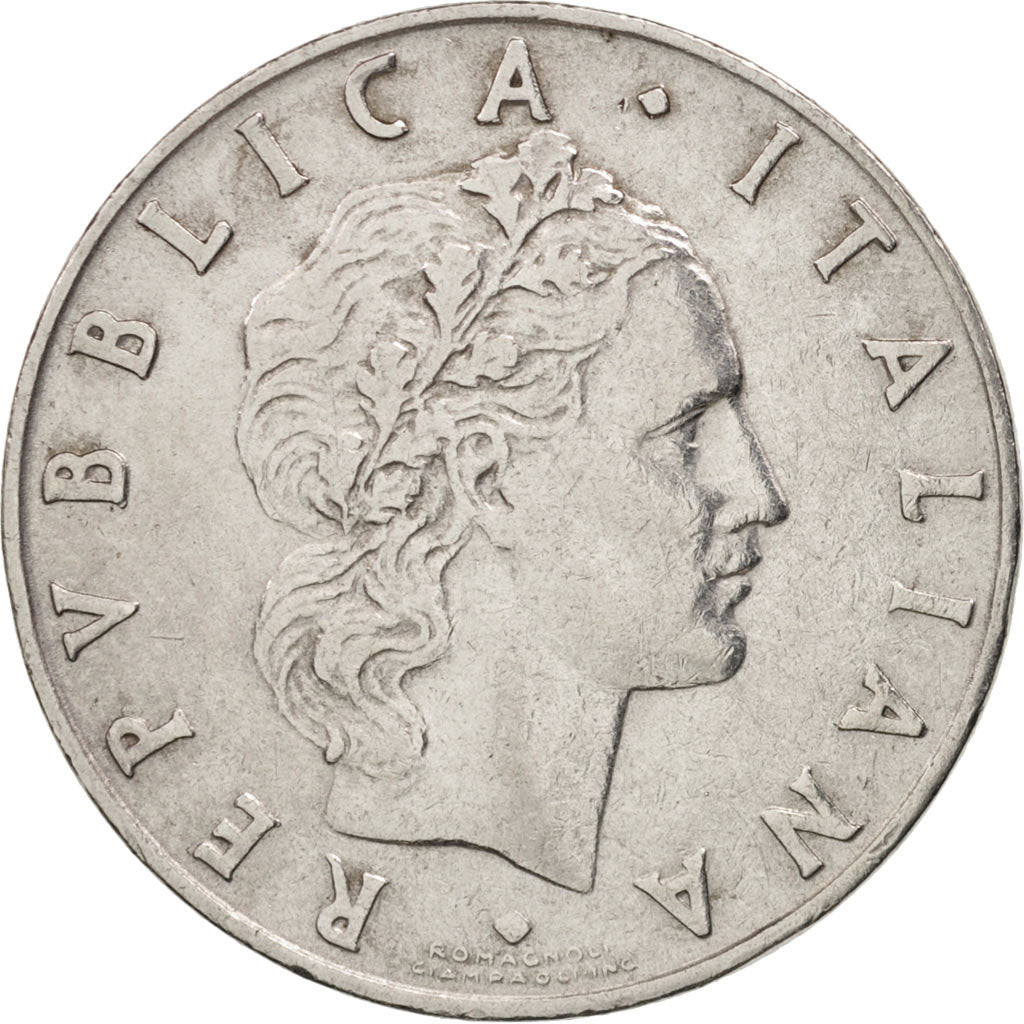 Coin, Italy, 50 Lire, 1955, Rome, EF(40-45), Stainless Steel, KM:95.1