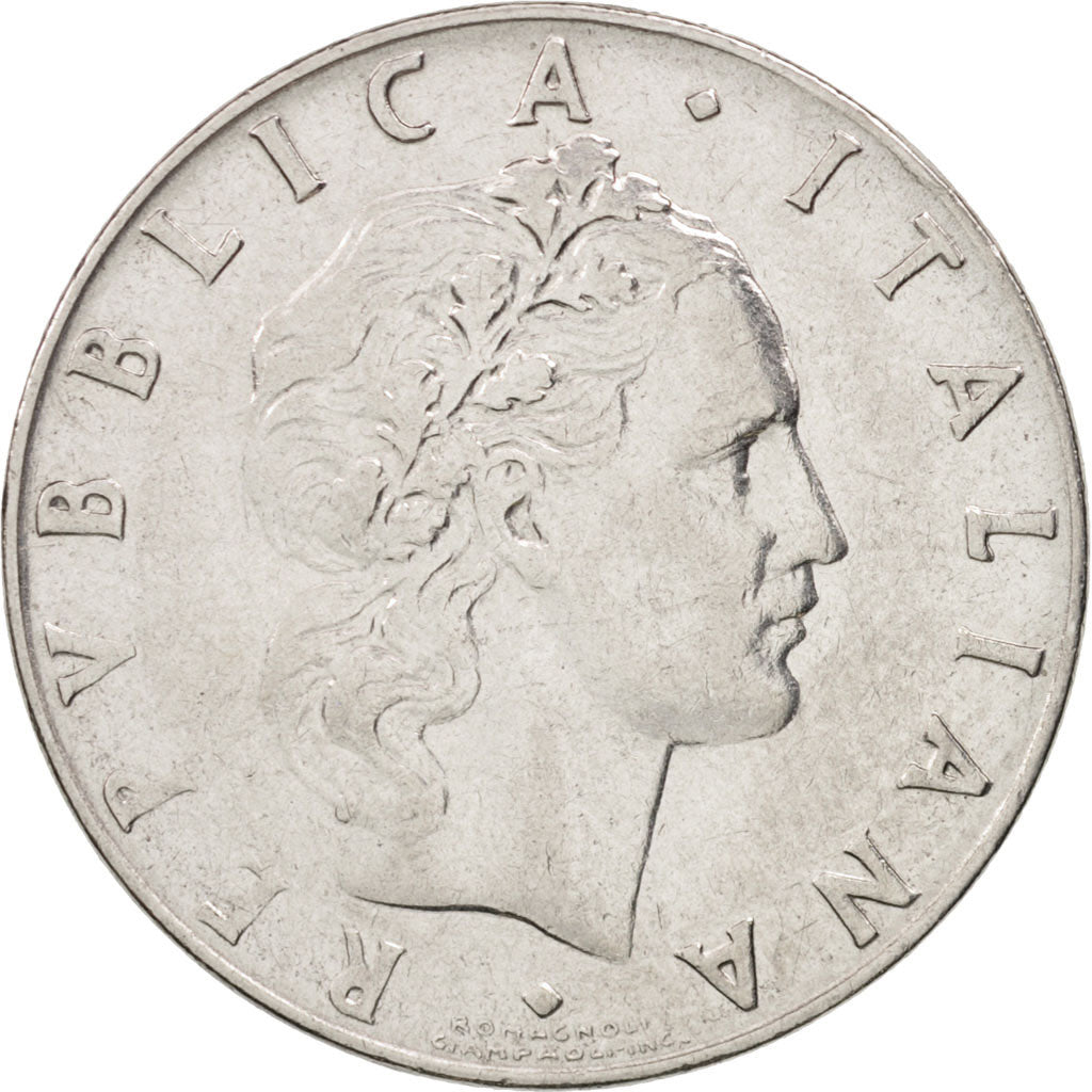 Moneta, Włochy, 50 Lire, 1964, Rome, EF(40-45), Stal nierdzewna, KM:95.1