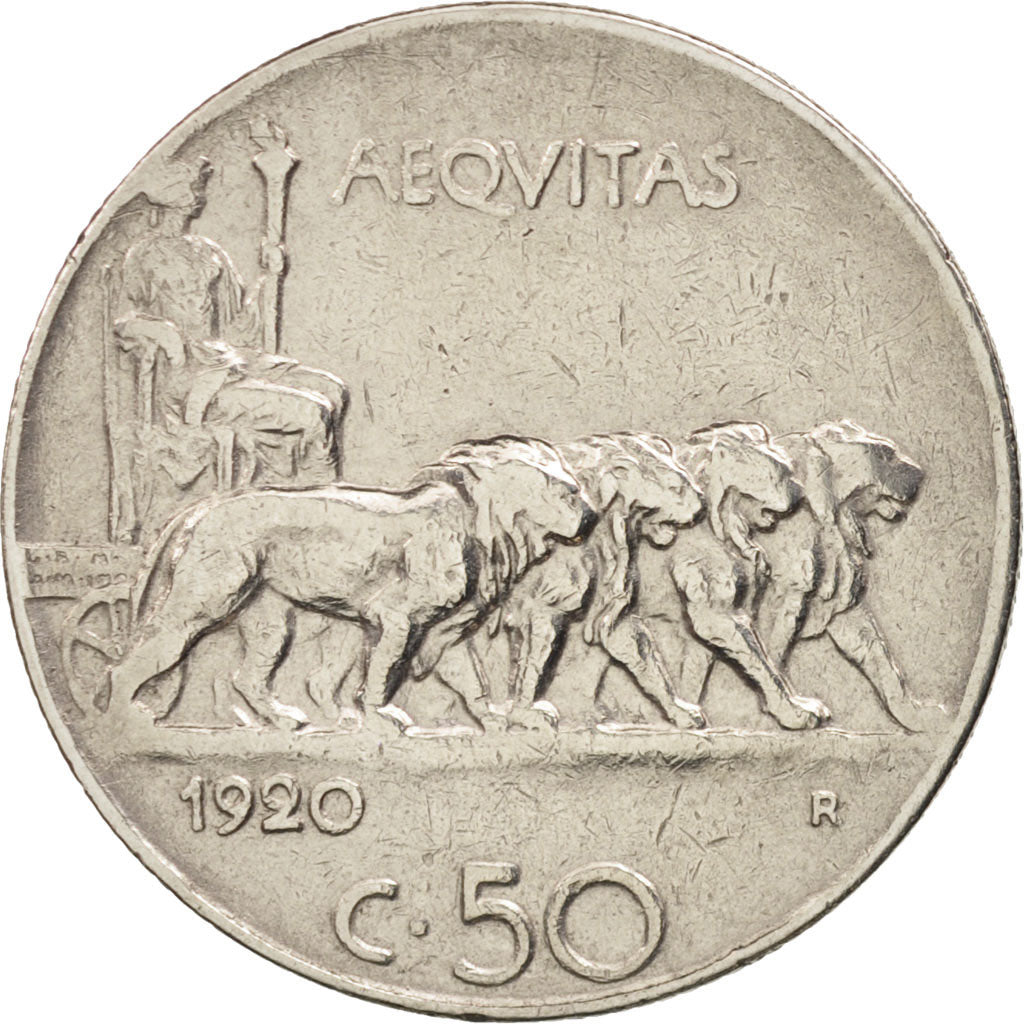 Coin, Italy, Vittorio Emanuele III, 50 Centesimi, 1920, Rome, EF(40-45), Nickel