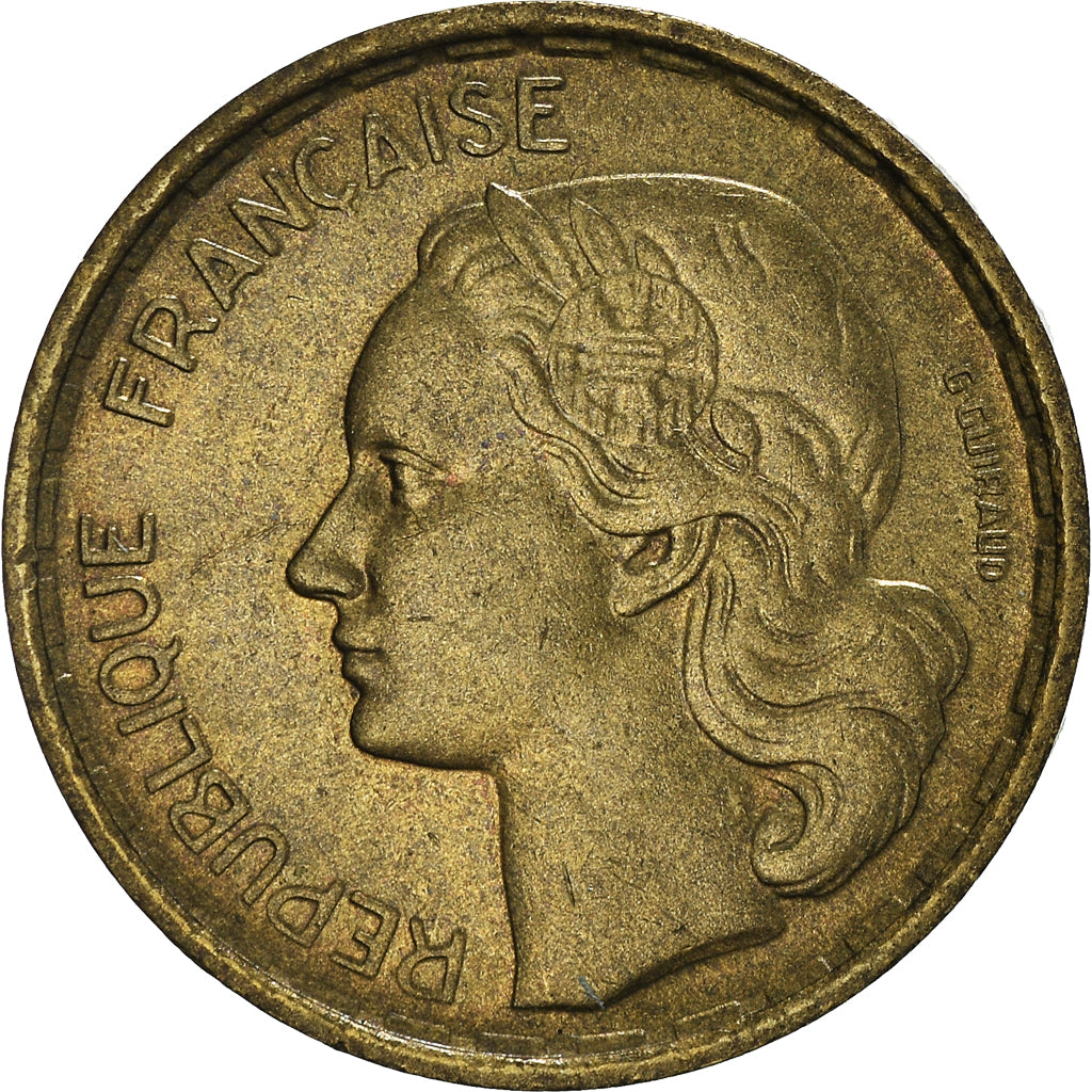 Moneta, Francia, Guiraud, 10 Francs, 1951, Paris, BB+, Alluminio-bronzo