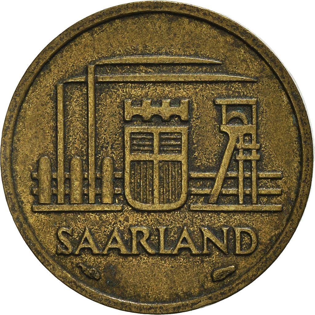 Coin, SAARLAND, 10 Franken, 1954, Paris, EF(40-45), Aluminum-Bronze, KM:1