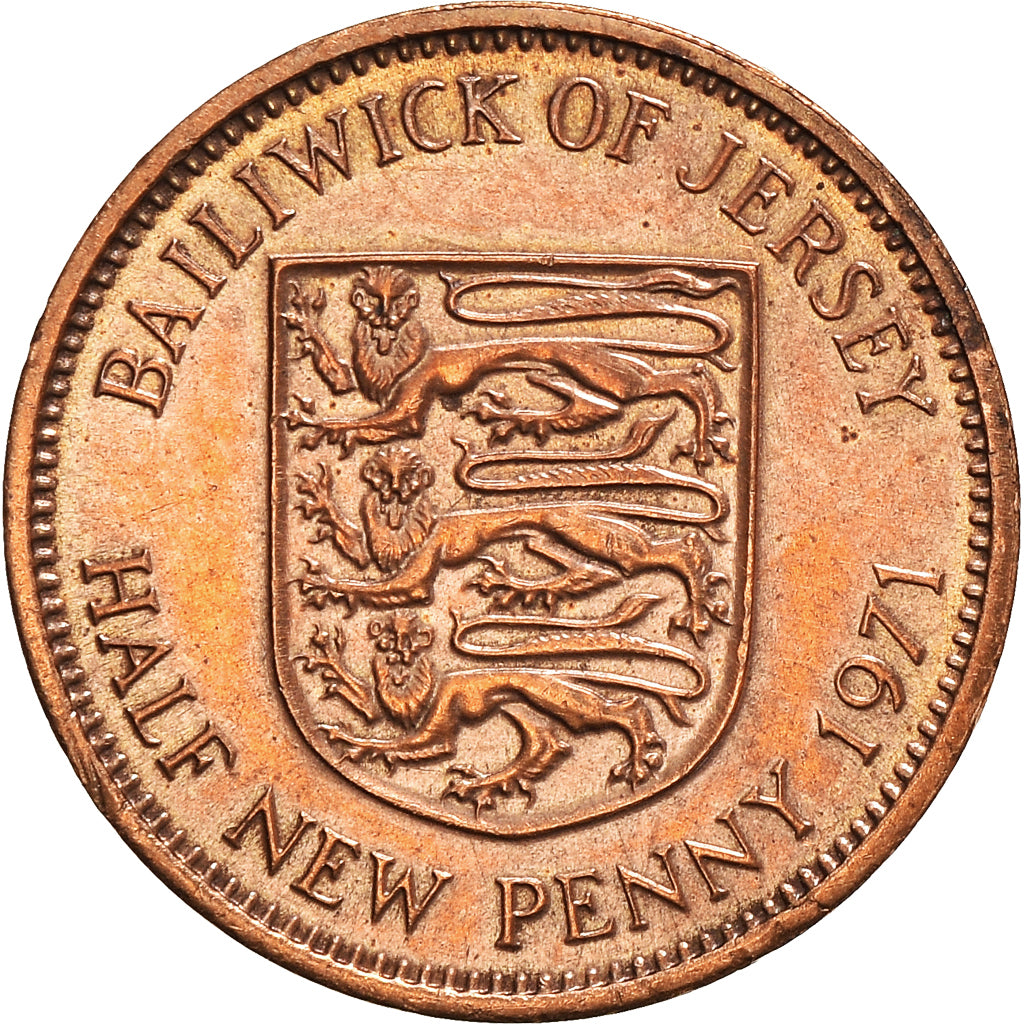 Moneta, Jersey, Elizabeth II, 1/2 New Penny, 1971, AU(50-53), Brązowy, KM:29