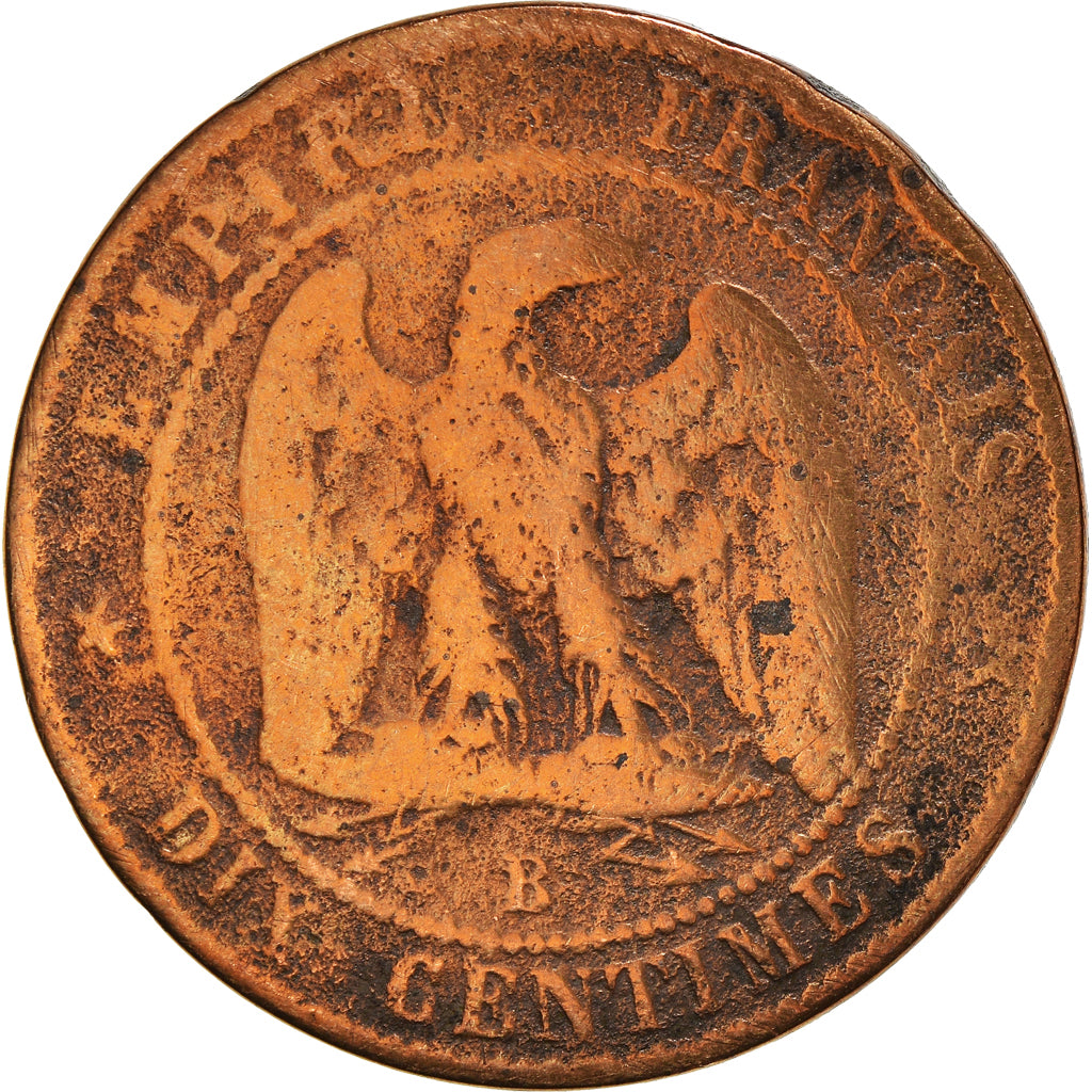 Moeda, França, Napoleon III, Napoléon III, 10 Centimes, 1855, Rouen, VG(8-10)