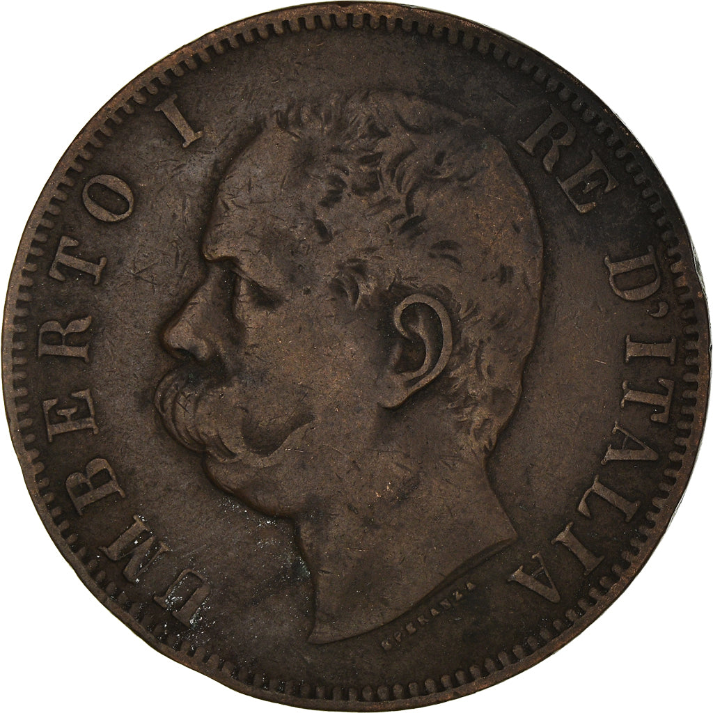 Moneta, Włochy, Umberto I, 10 Centesimi, 1893, Birmingham, VF(30-35), Miedź