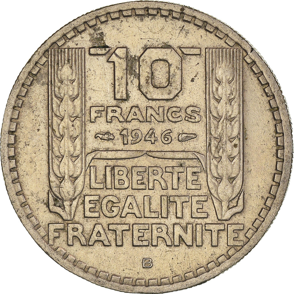 Moneta, Francia, Turin, 10 Francs, 1946, Beaumont - Le Roger, BB, Rame-nichel