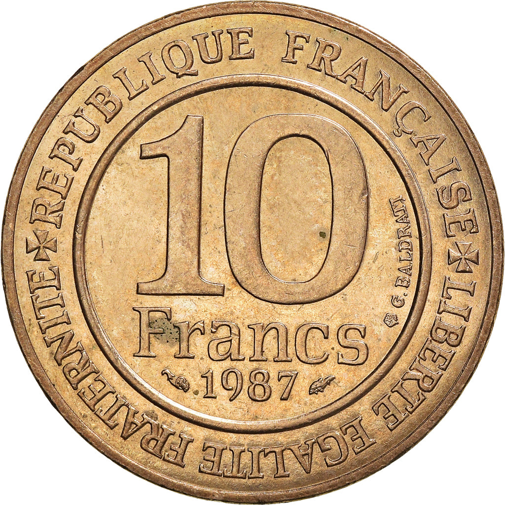 Moneda, Francia, 10 Francs, 1987, MBC, Níquel - bronce, KM:961d, Gadoury:820