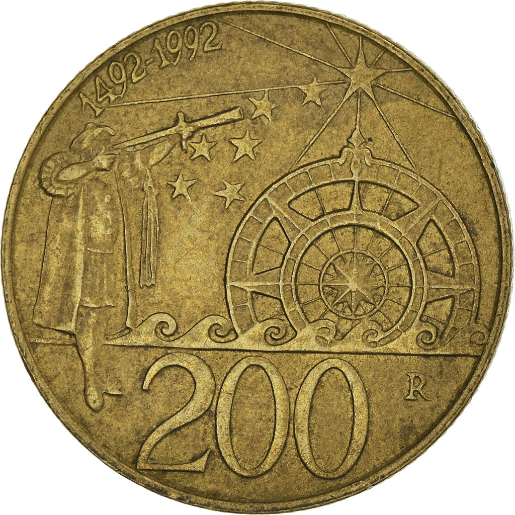 Moneda, San Marino, 200 Lire, 1992, Rome, BC+, Aluminio - bronce, KM:285