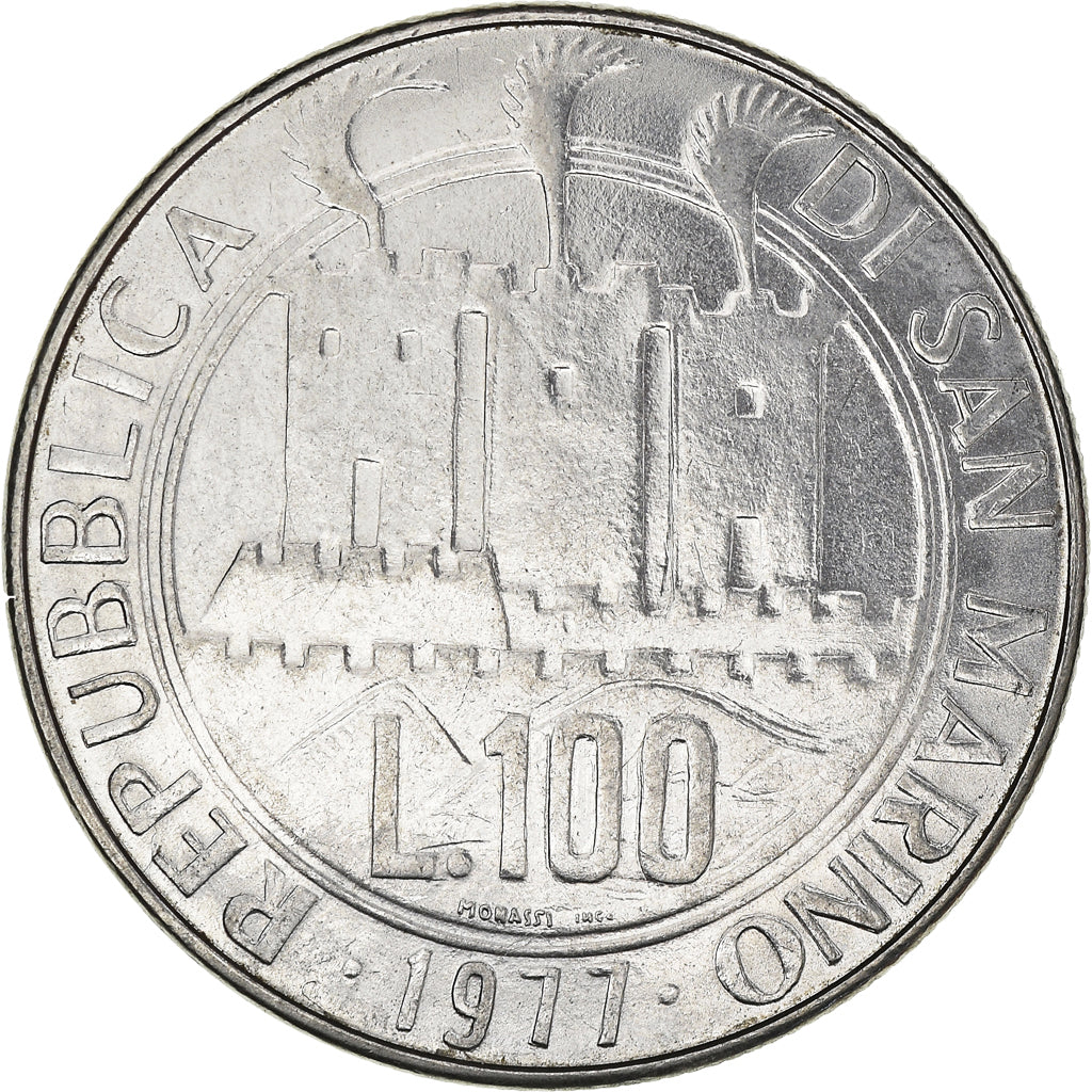 Moneda, San Marino, 100 Lire, 1977, Rome, BC+, Acero, KM:69