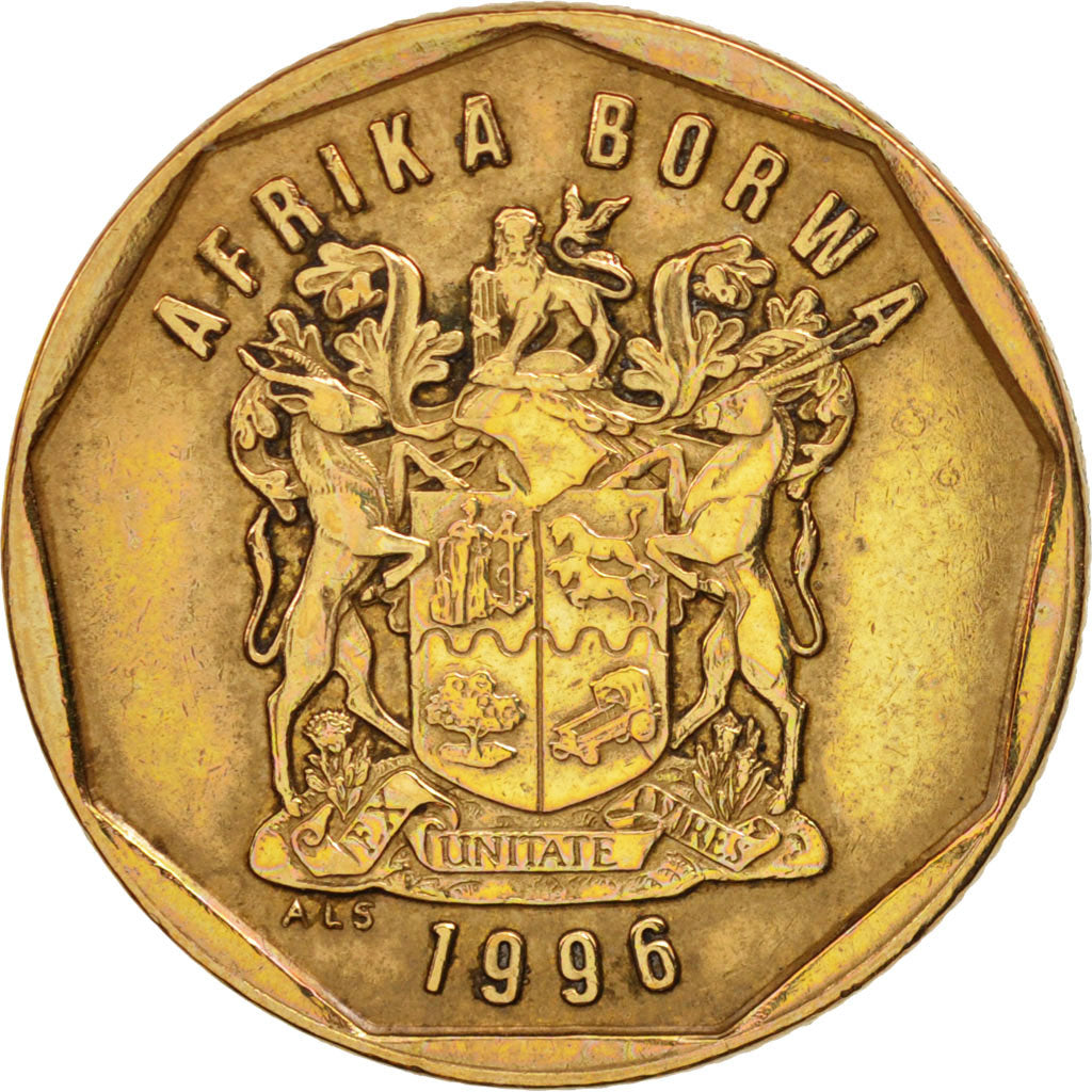 Coin, South Africa, 50 Cents, 1996, Pretoria, EF(40-45), Bronze Plated Steel