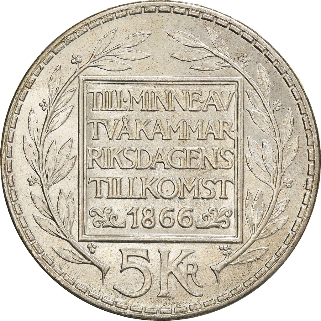 Moneta, Szwecja, Gustaf VI, 5 Kronor, 1966, AU(55-58), Srebro, KM:839
